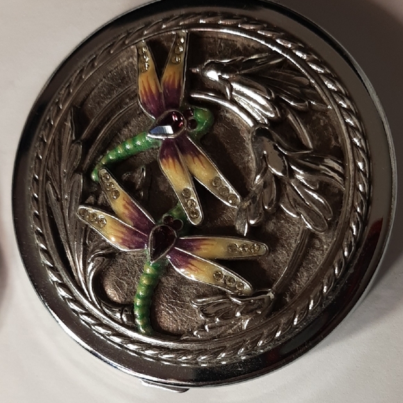 SALE! Brighton Vintage Silver/Multicolor Dragonfly Compact - Picture 9 of 15